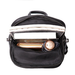 Convertible Black Sling Leather Backpack 