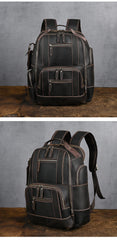 Brown Large Leather 24L Huge Backpack - iwalletsmen