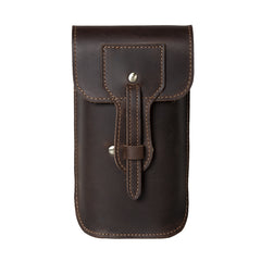 Dark Brown Leather Belt Phone Pouch Leather Phone Belt Pouch - iwalletsmen