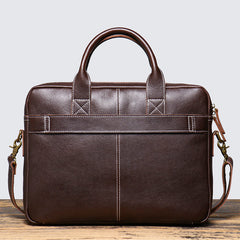 Dark Brown Leather 14 inches Laptop Briefcase 