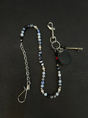 Blue Ball Pants Chain Ball Wallet Chain Stone Beaded Wallet Chain Long Bead Wallet Chain - iChainWallets