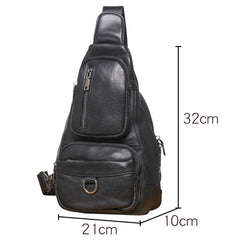 Black Leather Sling Bag for Men Crossbody Leather Sling Bag Leather Sling Crossbody Bag - iwalletsmen