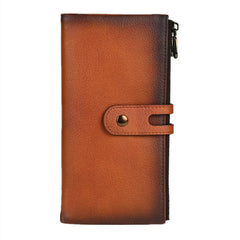 Double Zipper Leather Wallet with Buckle for Men - iwalletsmen