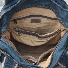 Vintage Blue Denim Womens HandBags Courier Bag Blue Denim Messenger Bags For Men