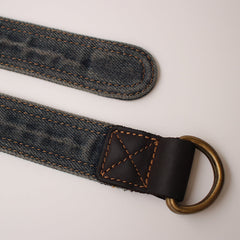 Slim Mens Double Loops Denim Belts Denim Blue Belts Vintage Denim Belt For Men Women