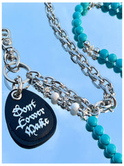 Cyan Blue Ball Wallet Chain Double Wallet Chain Beaded Pants Chain Double Pants Chain - iChainWallets