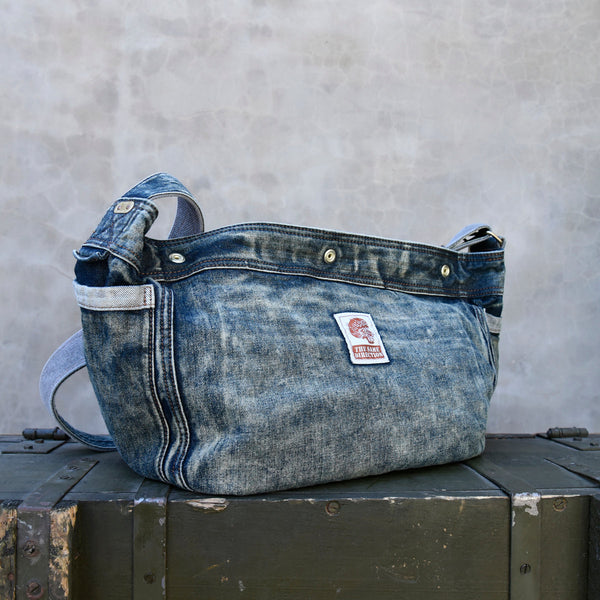 Vintage Blue Denim Messnger Bag Denim Crossbody Bag for Men Womens Jeans Shoulder Bag - Feltify