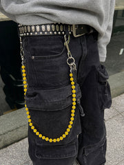 Yellow Beaded Wallet Chain Beaded Pants Chain Lavastone Bead Wallet Chain - iChainWallets