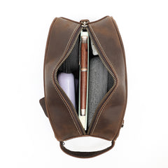 Brown Leather Toiletry Bag Men's Leather Toiletry Bag Full Grain Leather Toiletry Bag - iwalletsmen