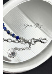 White Turquoise Beaded Wallet Chain Beaded Pants Chain Double Wallet Chain - iChainWallets