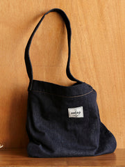 Blue Denim Shoulder Tote Bag