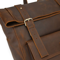 Leather Mens 16 Inches Laptop Backpack - Front View - iwalletsmen