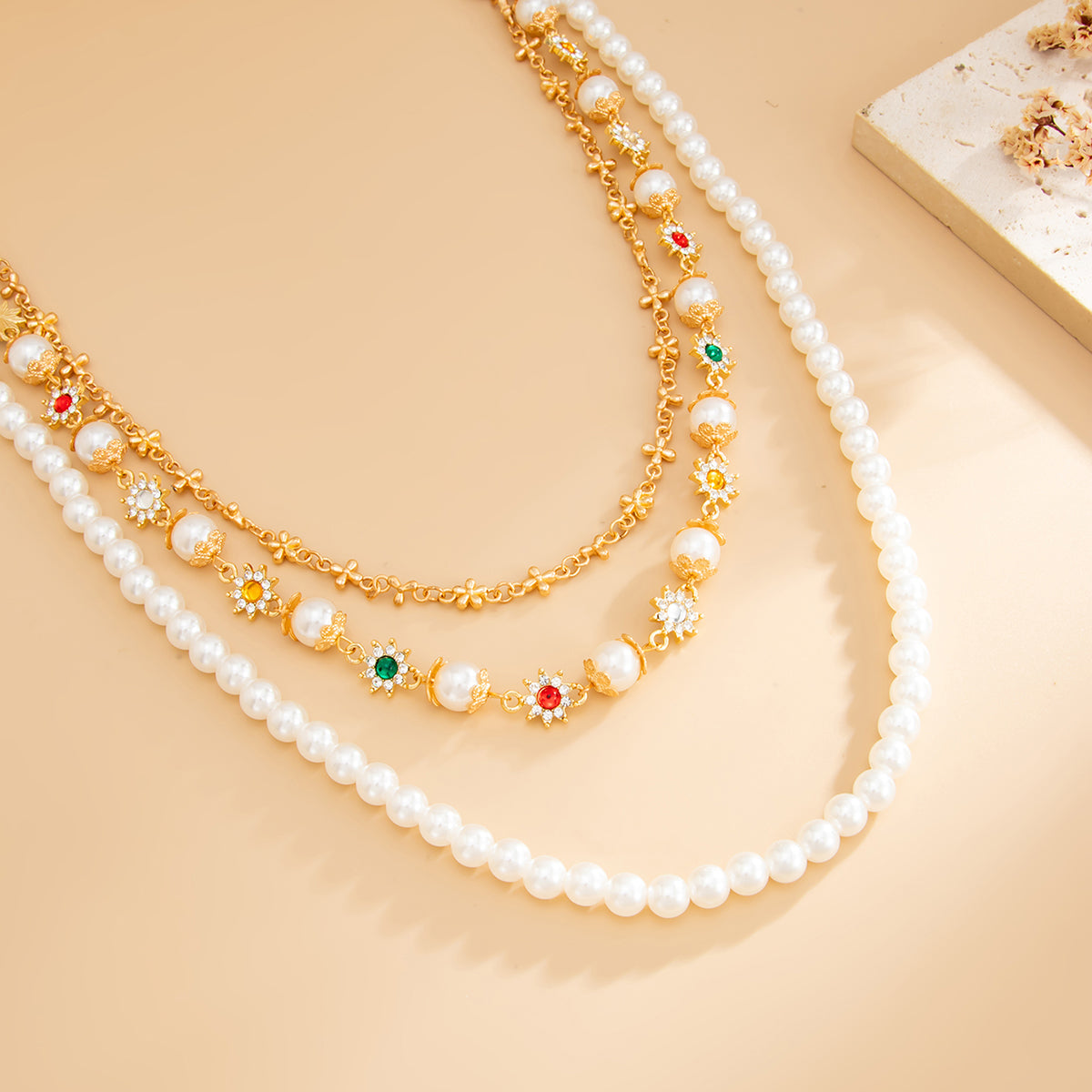 Pearl Wallet Chain for Women Triple Wallet Chain Gold Womens Ball Wallet Chain - iChainWallets