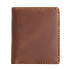 Vintage Green Leather Men's Bifold Slim Wallet Front Pocket Wallet Billfold Wallet For Men