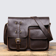 A4 Black Flap Messenger Bag for Men - iwalletsmen