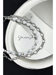 Beaded Wallet Chain Black Turquoise Stone Wallet Chain Double Wallet Chain - iChainWallets