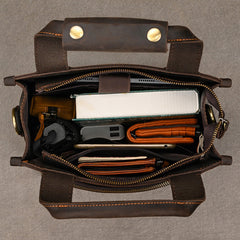 Brown Leather Vertical Briefcase Business Handbag for Men Office Handbag for Men - iwalletsmen