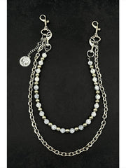 White Turquoise Beaded Wallet Chain Ball Wallet Chain Double Wallet Chain - iChainWallets