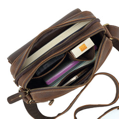 Dark Brown Mens Small Leather Crossbody Bag - iwalletsmen