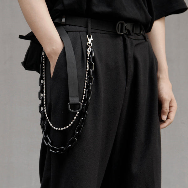 Cute Black Jeans Chain Silver Double Layers Resin Light Wallet Chains Panties Chain For Men