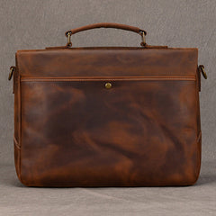 Classic Leather Briefcase for Men Brown Leather 14 inches Laptop Briefcase - iwalletsmen