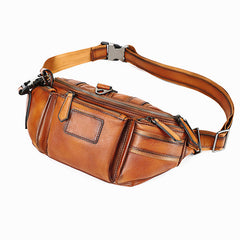 Brown  Mens Leather Sling Waist Bag - iwalletsmen