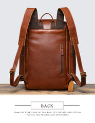 Brown Large Leather Backpack for 15 inch Laptop Mens Large Leather Backpack - iwalletsmen