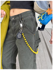 Beaded Wallet Chain Yellow Lavastone Beaded Pants Chain Bead Wallet Chain - iChainWallets