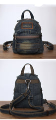 Denim Blue Womens Backpack School Backpacks Blue Vintage Denim Backpack For Women