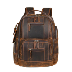Brown Large Leather 15.6 inches Laptop Backpack for Men 24L Huge Backpack - iwalletsmen