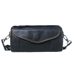 Black Barrel Leather Bag Mens Barrel Crossbody Bag Barrel Shoulder Bag for Men - iwalletsmen