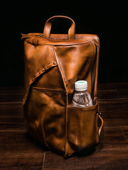 Genuine Leather Vintage Coffee Mens Cool Sling Bag Crossbody Bag Chest Bag Travel Bag for men