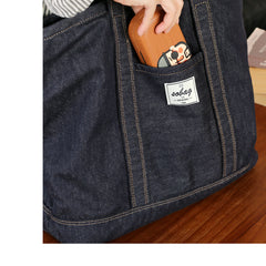 Mens Blue Denim Large Tote Bags Denim Handbag Denim Large Tote Shoulder Bag for Men Women