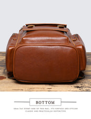Brown Large Leather Backpack for 15 inch Laptop Mens Large Leather Backpack - iwalletsmen