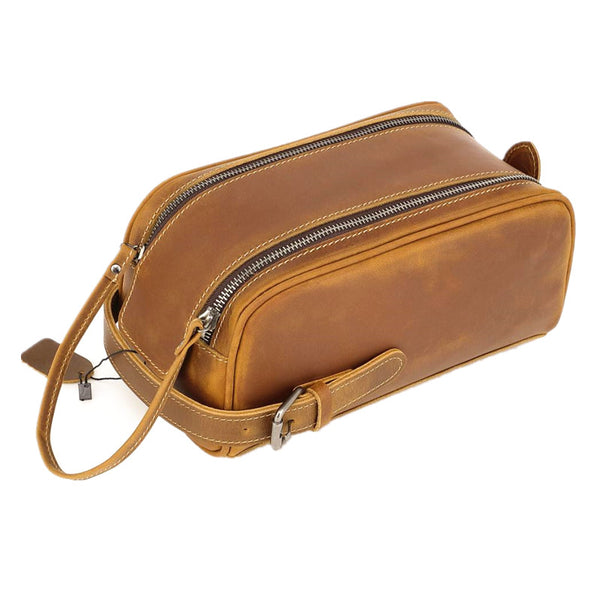 Brown Leather Toiletry Bag 