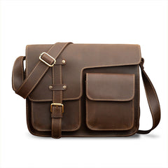 Brown Leather Messenger Bag - Detail