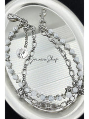 Beaded Wallet Chain Black Turquoise Stone Wallet Chain Double Wallet Chain - iChainWallets