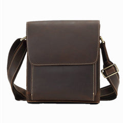 Brown Vertical Messenger Bag for Men 