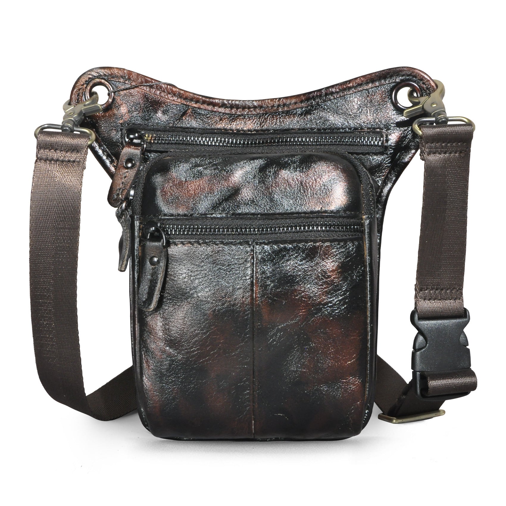Biker Mens Leather Drop Leg Bag Waist Bag Side Bags Belt Pouch Pack for Men