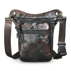 Biker Mens Leather Drop Leg Bag Waist Bag Side Bags Belt Pouch Pack for Men