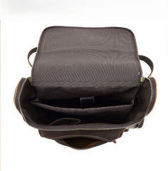 Dark Brown Leather 15 inch Laptop Backpack 