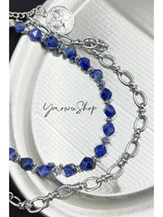 Blue Turquoise Beaded Wallet Chain Beaded Pants Chain Double Wallet Chain - iChainWallets