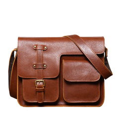 Brown A4 Flap Messenger Bag for Men - iwalletsmen