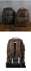 Brown Large Leather 15.6 inches Laptop Backpack for Men 