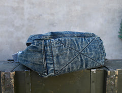 Vintage Blue Denim Messenger Bag - detail - iwalletsmen