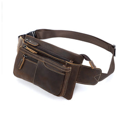 Brown Vintage Small Leather Waist Bag Mens - iwalletsmen
