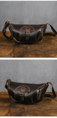 Brown Mens Leather Sling Pack 