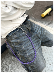 Purple Beaded Wallet Chain Beaded Pants Chain Lavastone Bead Wallet Chain - iChainWallets