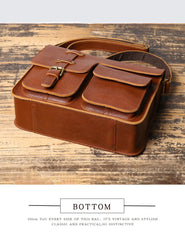 Brown Leather Messenger Bag with Flap A4 Flap Messenger Bag for Men - iwalletsmen