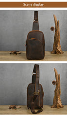 Dark Brown Sling Leather Backpack 